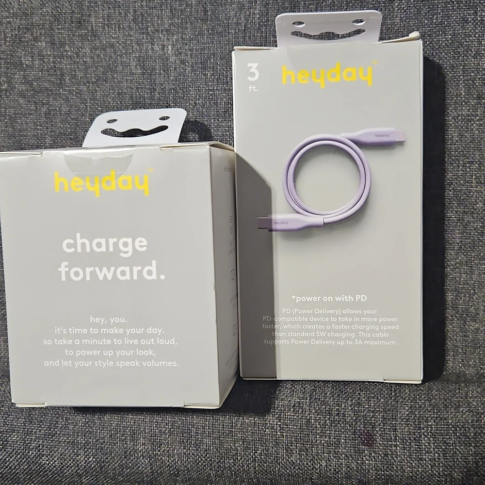 NWT Heyday Wall Charger and 3ft Fast Charging Cable - Gray Set